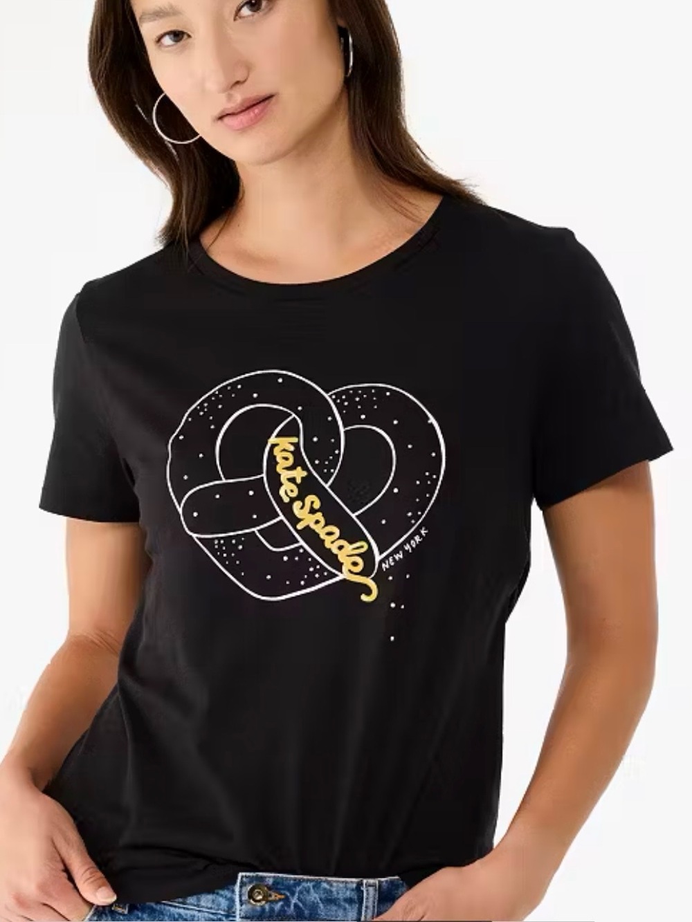 NWOT- Kate Spade Black Embellished Pretzel Tee